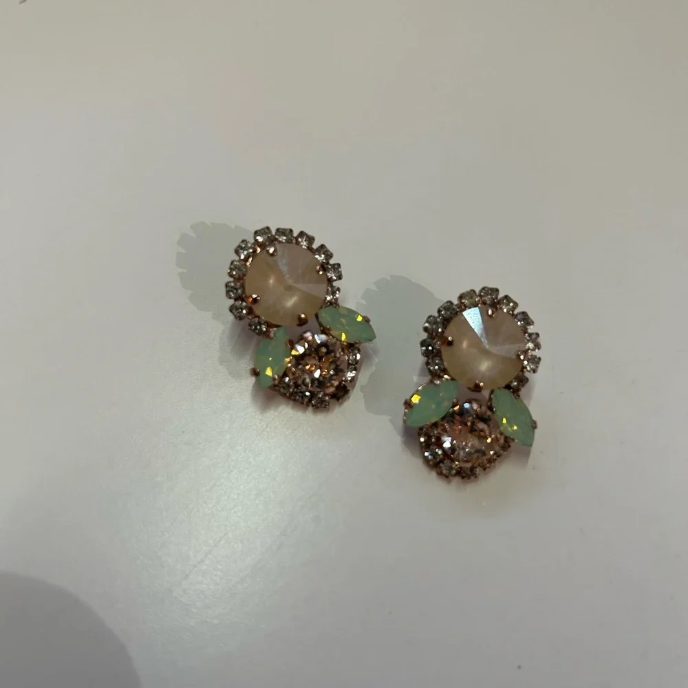Elegant Crystal and Stone Earrings - Picture 3 of 4